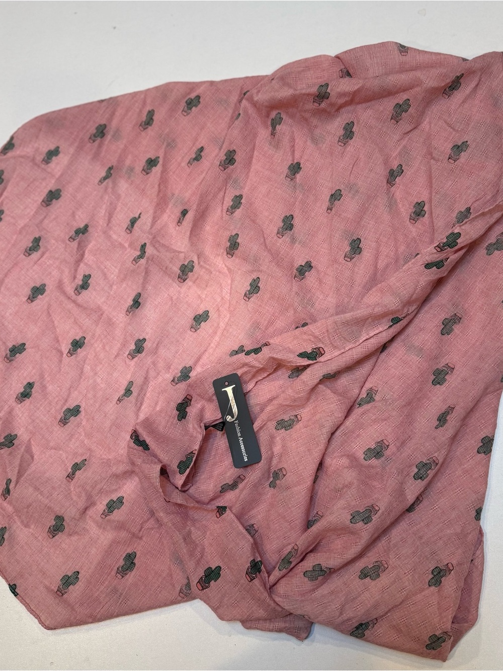 JM Collection Pink Scarf with Dark Floral Motif